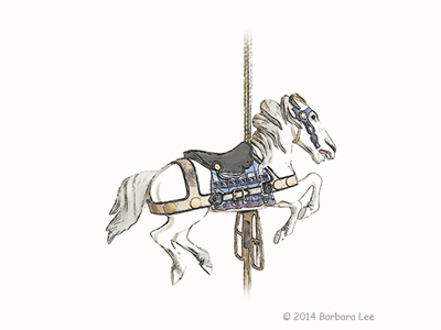 Carousel Horse Digital Watercolor Painting